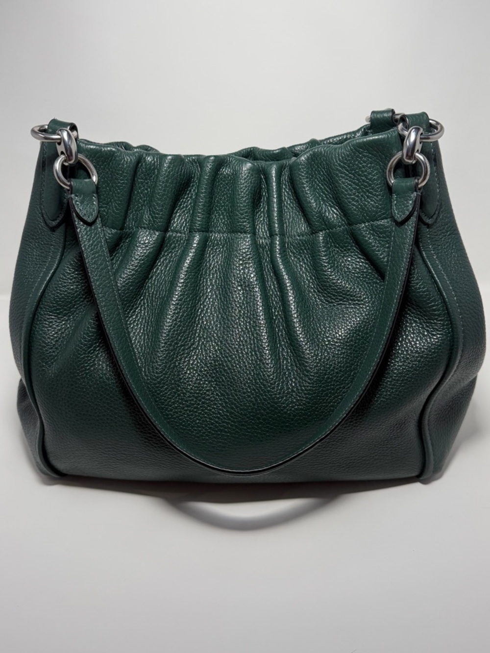 COACH C1454 Maya Pebble Leather Shoulder Bag Tote Ivy Green with Silver Hardware - Picture 2 of 15